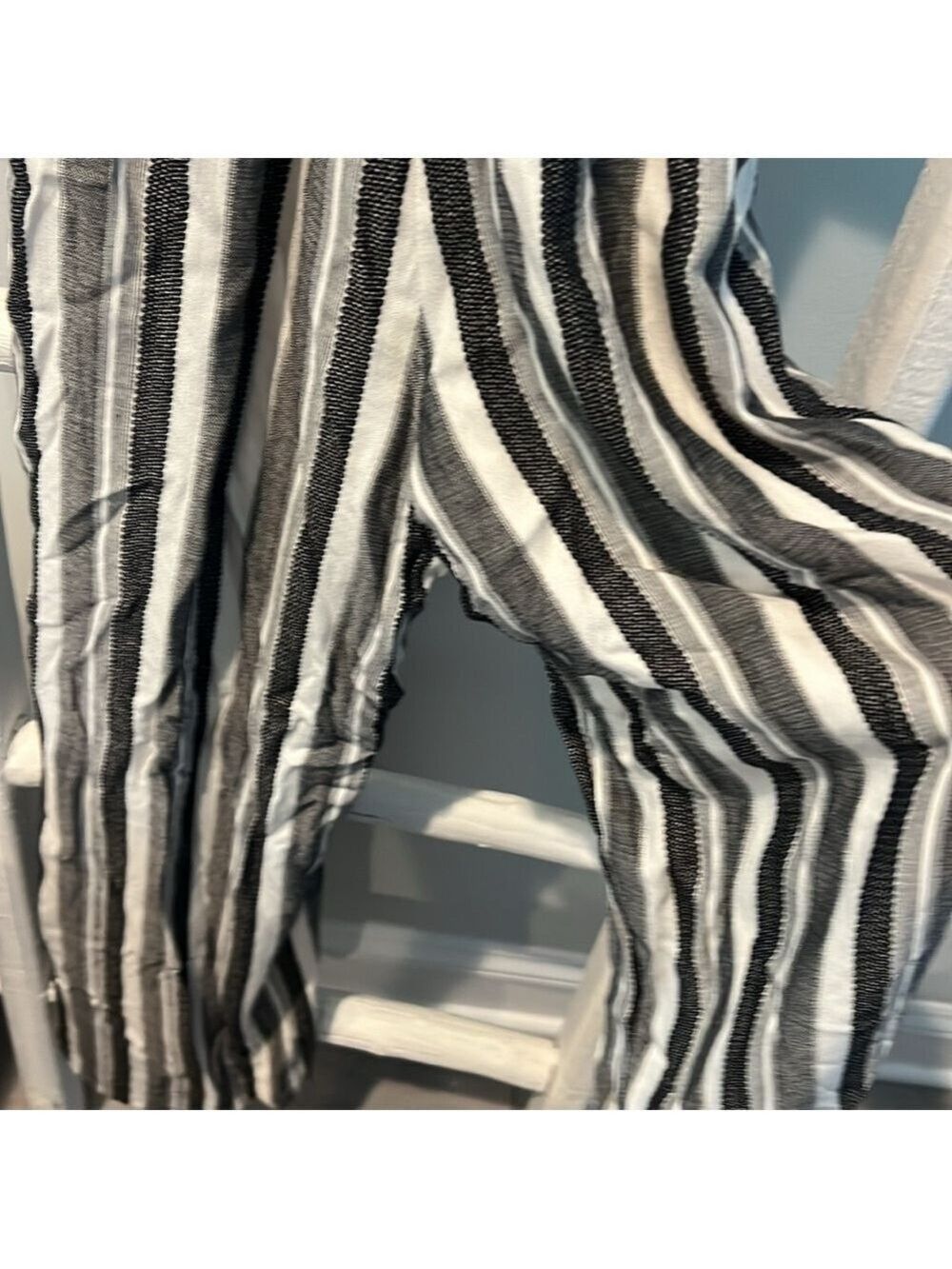 Amanda Uprichard Monochrome Striped wide leg belted jumpsuit size small - Picture 9 of 9
